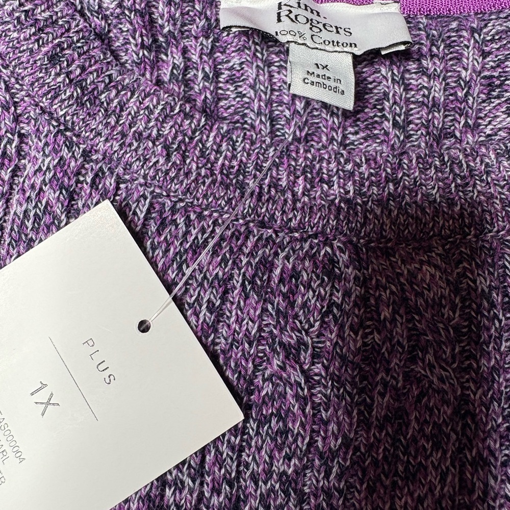 Kim Rogers Cable Crew Sweater Women’s Plus Sz 1X Purple Marbled Classic NWT - Picture 2 of 14